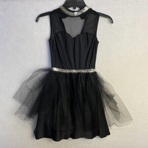 Ballet Costume Dress Girls Size 10 Sleeveless Tuelle Flutter Embellished seqiun